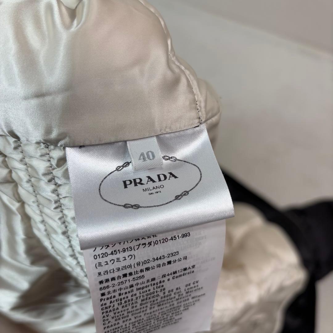 20AW ☆極美☆ PRADA 三角ロゴ　シープスキン　ダウンコート　黒　40号