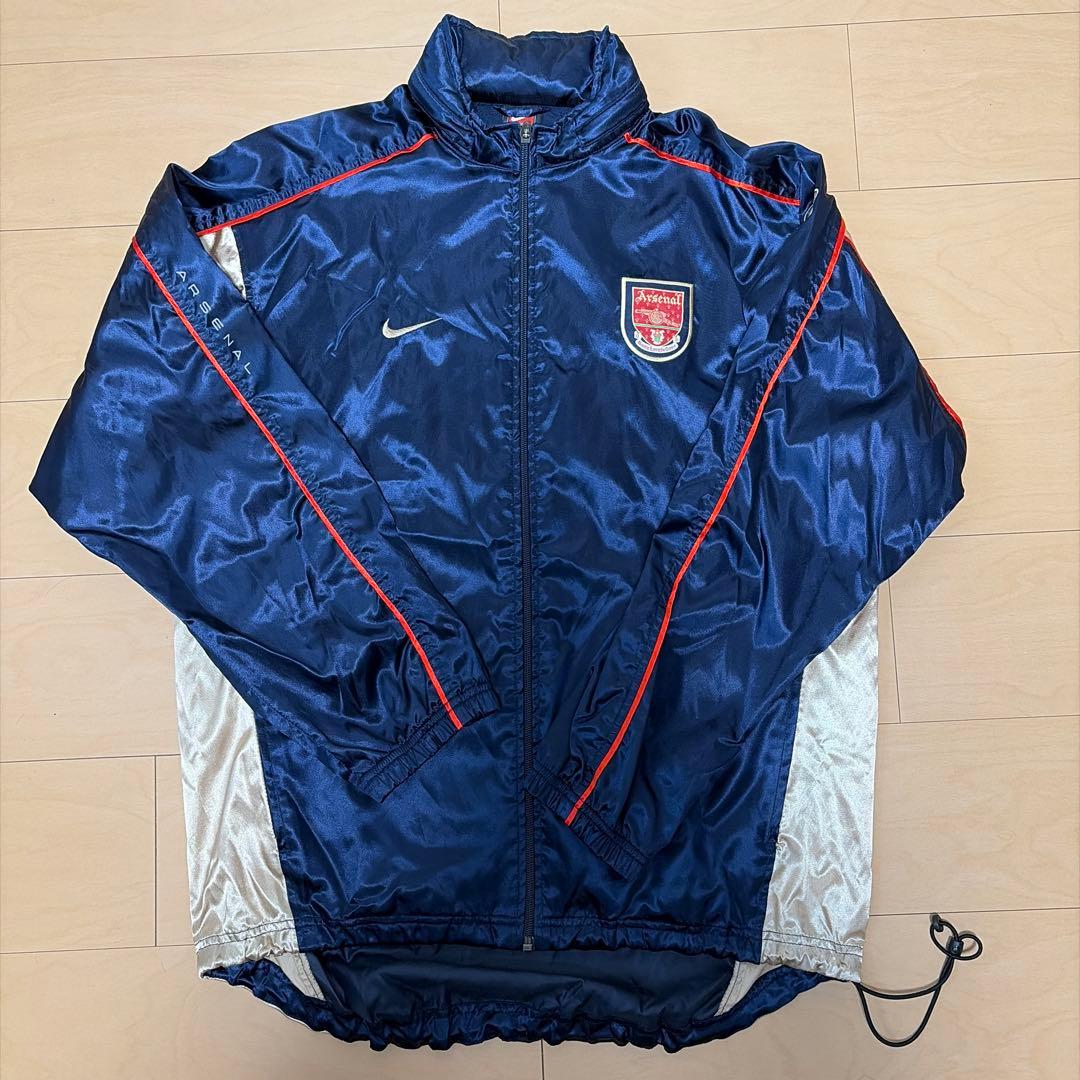 Nike Arsenal 90sナイロンジャケット ネイビーゴールド