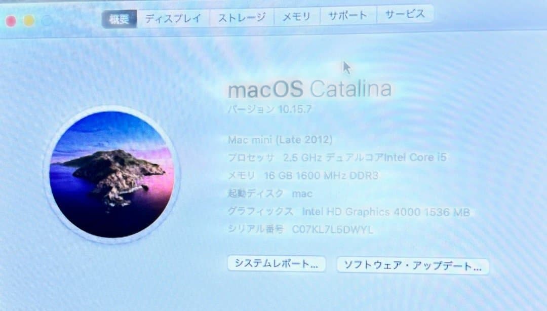 MacBook本体 Mac mini 2012/Core i5 2.5GHz/16GB/250GB