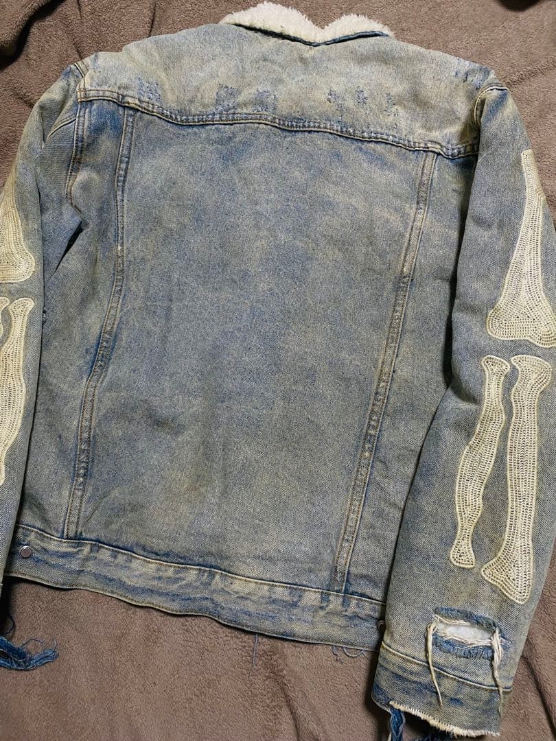 mnml 骨刺繍 デニムジャケット vintage スタジャン スカジャン