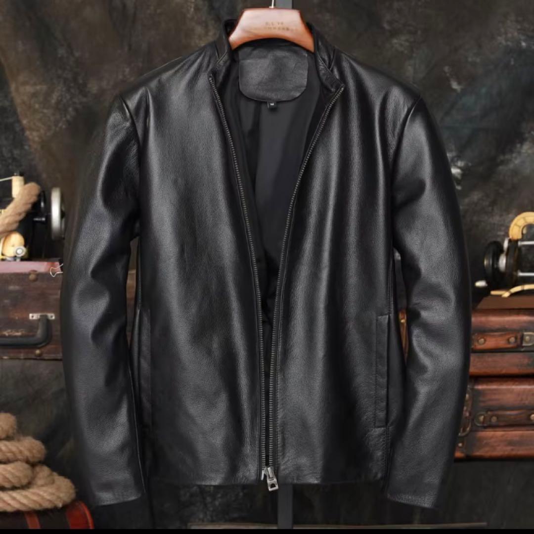 【新品未使用】本革 牛革 レザー シングルライダースジャケット Mサイズ