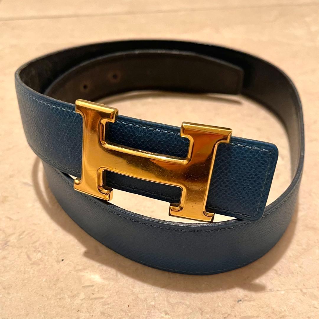 HERMES コンスタンス ブルーレザー ベルト