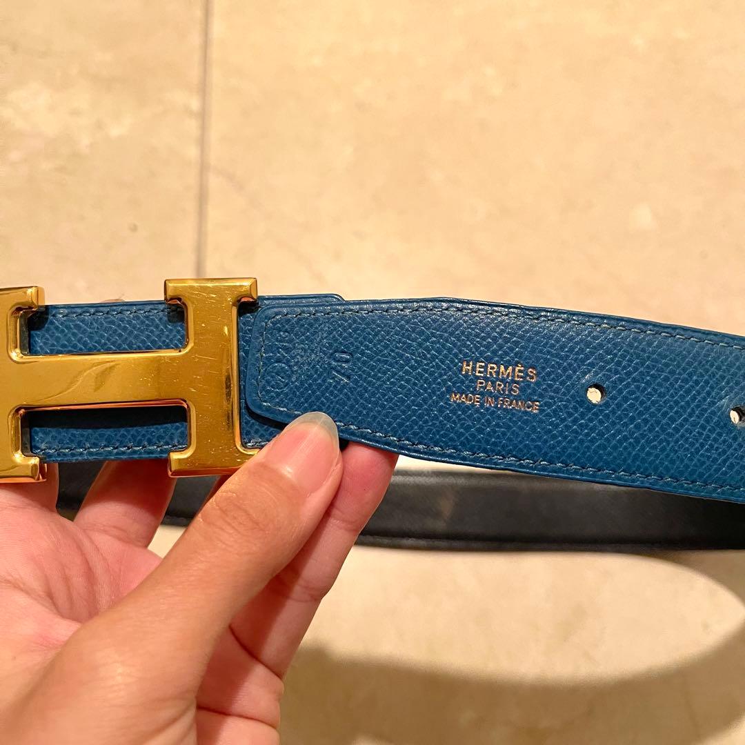 HERMES コンスタンス ブルーレザー ベルト