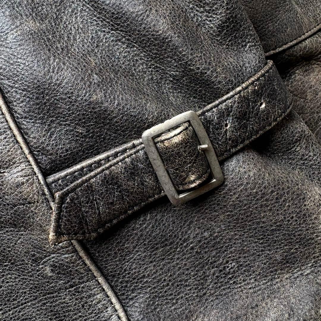 ★本革 XLサイズ★ RYAN シングル ライダース レザージャケット 黒