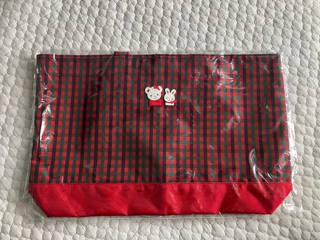 新品未開封　ファミリア　ナイロン　チェック　レッスンバッグ　トートバッグ