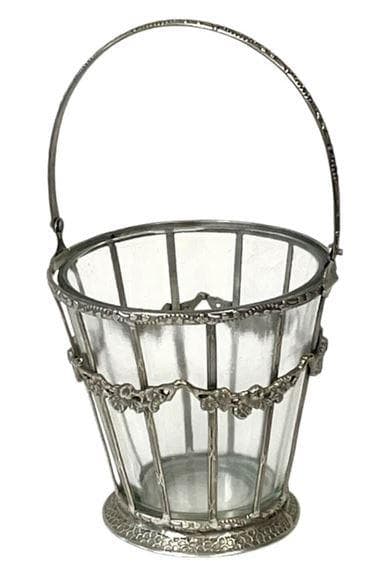 小物入れ バスケット 真鍮 ガラス シルバー アンティーク 87151GB-SV