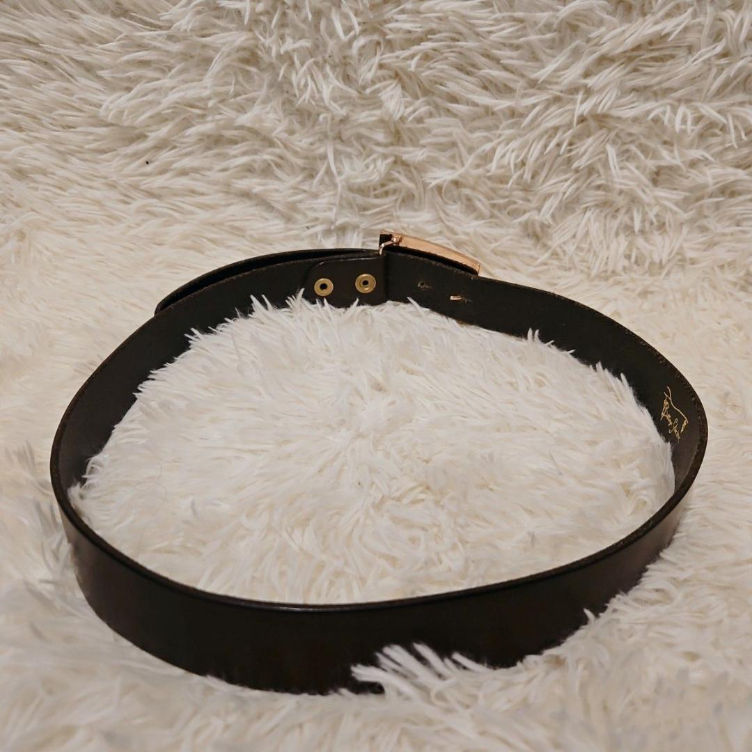 美品 RED MOON レッドムーン ベルド ロゴ刻印 ブラウン プレート 本革