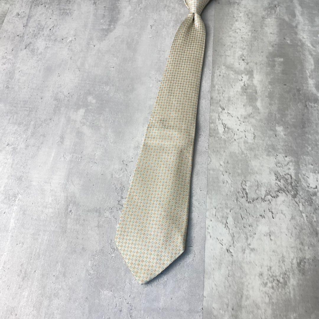 美品 CHANEL シャネル ジャガード ココマーク 総ロゴ ネクタイ ホワイト