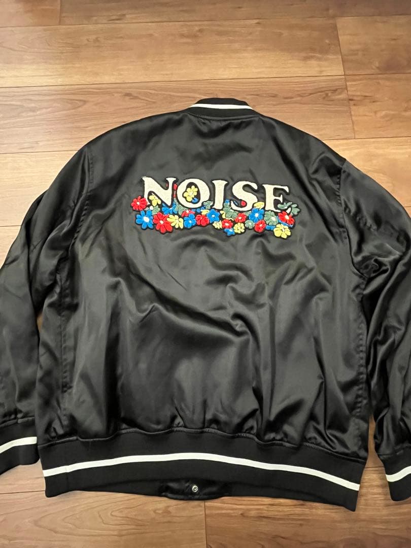 UNDERCOVER サテンスタジャン FLOWERNOISE刺繍/BLACK