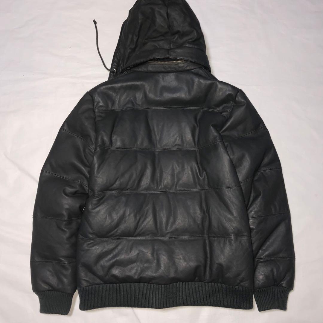 10FW SUPREME シュプリーム レザージャケット ダウン フード グレー