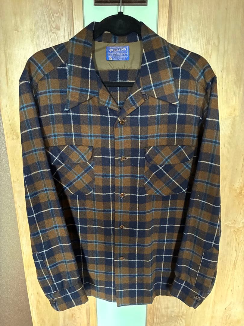 Pendleton 70's チェック柄ボートシャツ Lサイズ ①