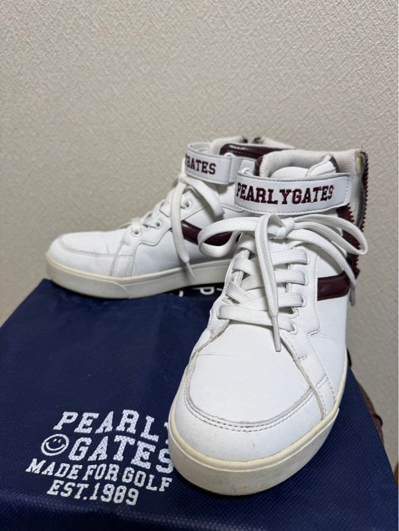 【1度のみ使用】23.5 PEARLY GATES ハイカットスニーカー 89