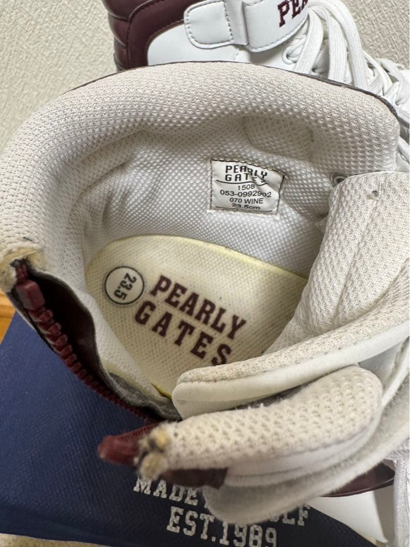【1度のみ使用】23.5 PEARLY GATES ハイカットスニーカー 89
