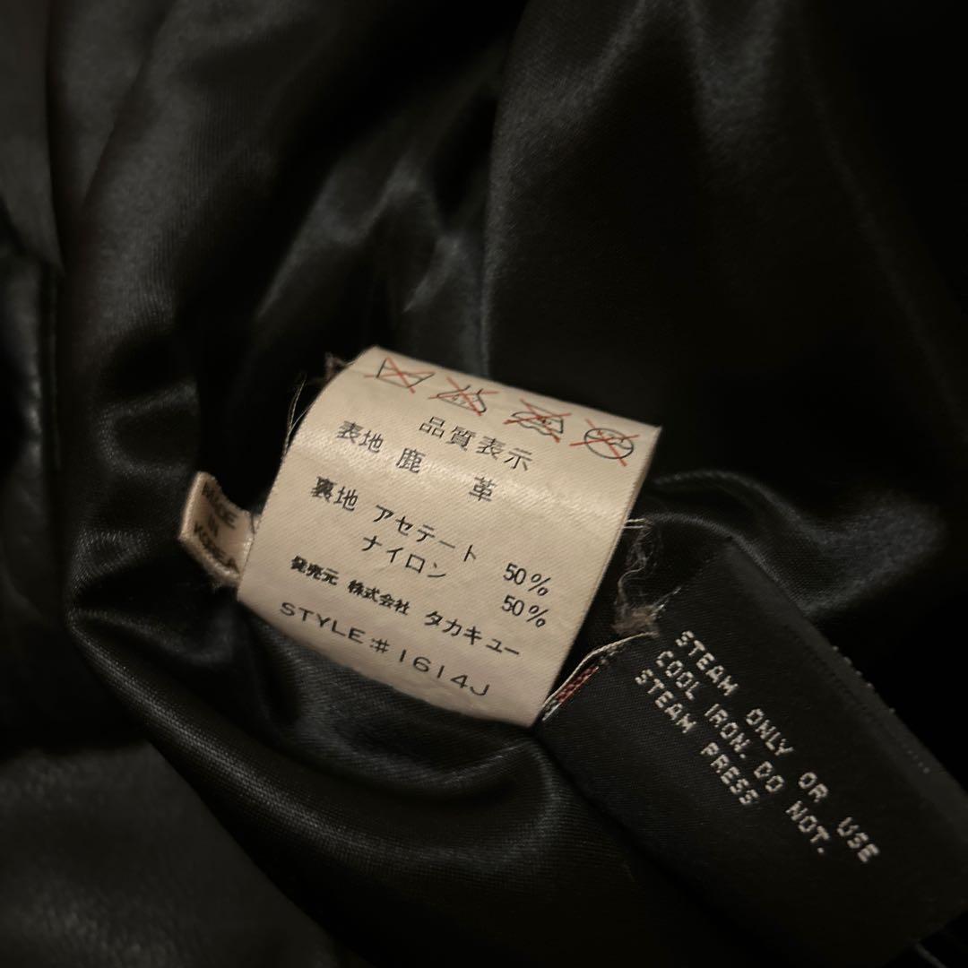 超柔らか　レザージャケット　革ジャン　鹿革　A-2　ライダース　本革　古着　上質