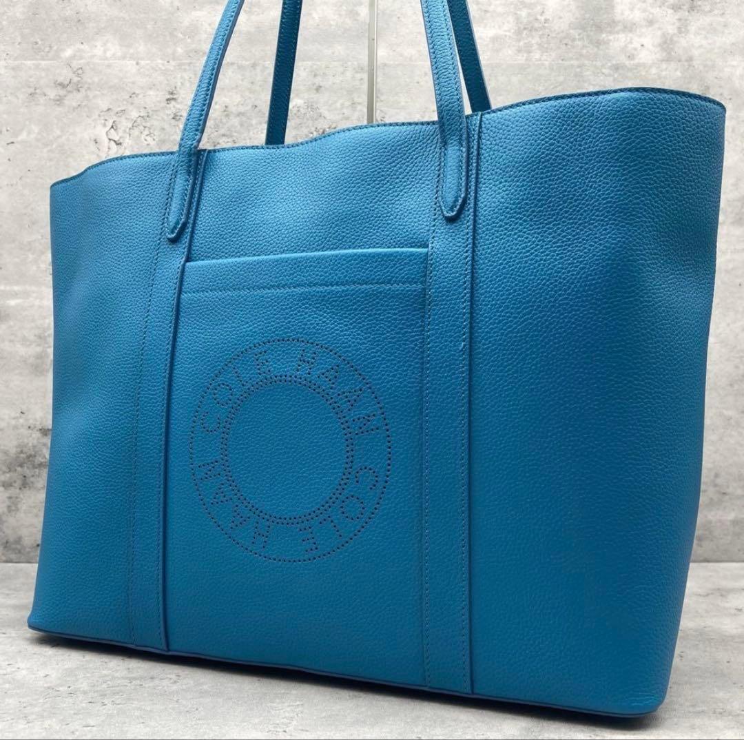 極美品✨COLEHAAN コールハーン トートバッグ　ターコイズブルー　A4可