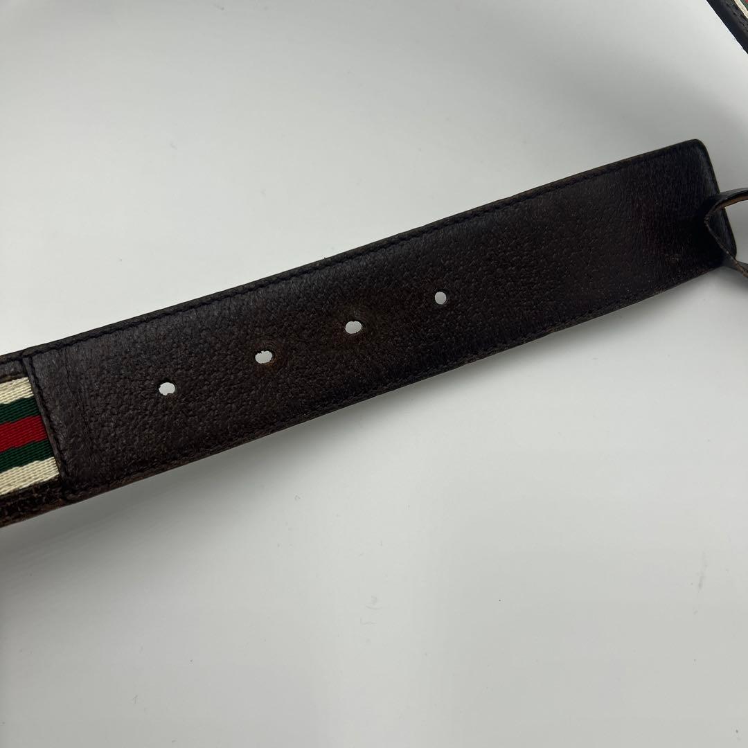 GUCCI インターロッキグ　GG シェリーライン　ベルト　レザー　ロゴ　茶色