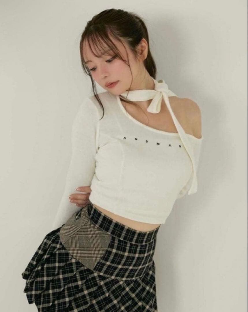 トップス andmary Nana ribbon oneshoulder tops