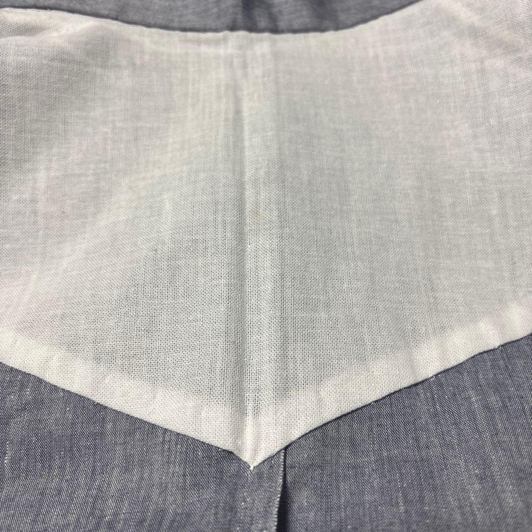 青みグレー地　紅葉と松葉文様 綿紬　大人の高級浴衣　竺仙調 ゆったりサイズ