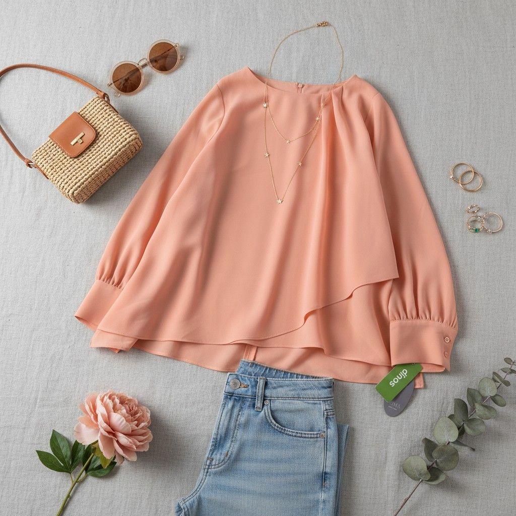 【新品タグ付】ダーマコレクション サーモンピンク ブラウス 13号 DAMA