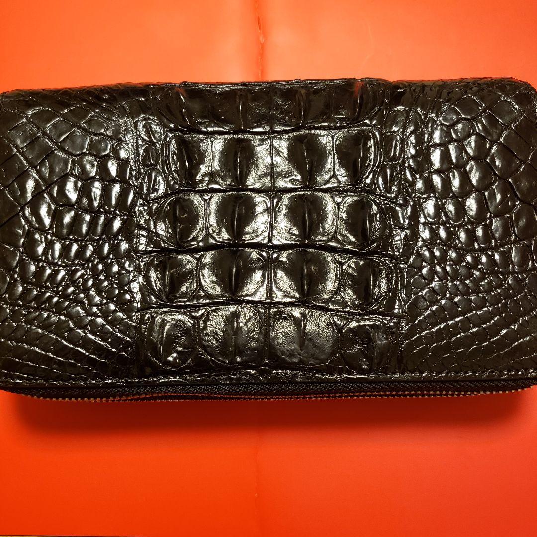 【高品質ワニ革】シャムワニ、クロコダイルレザーのダブルファスナー長財布
