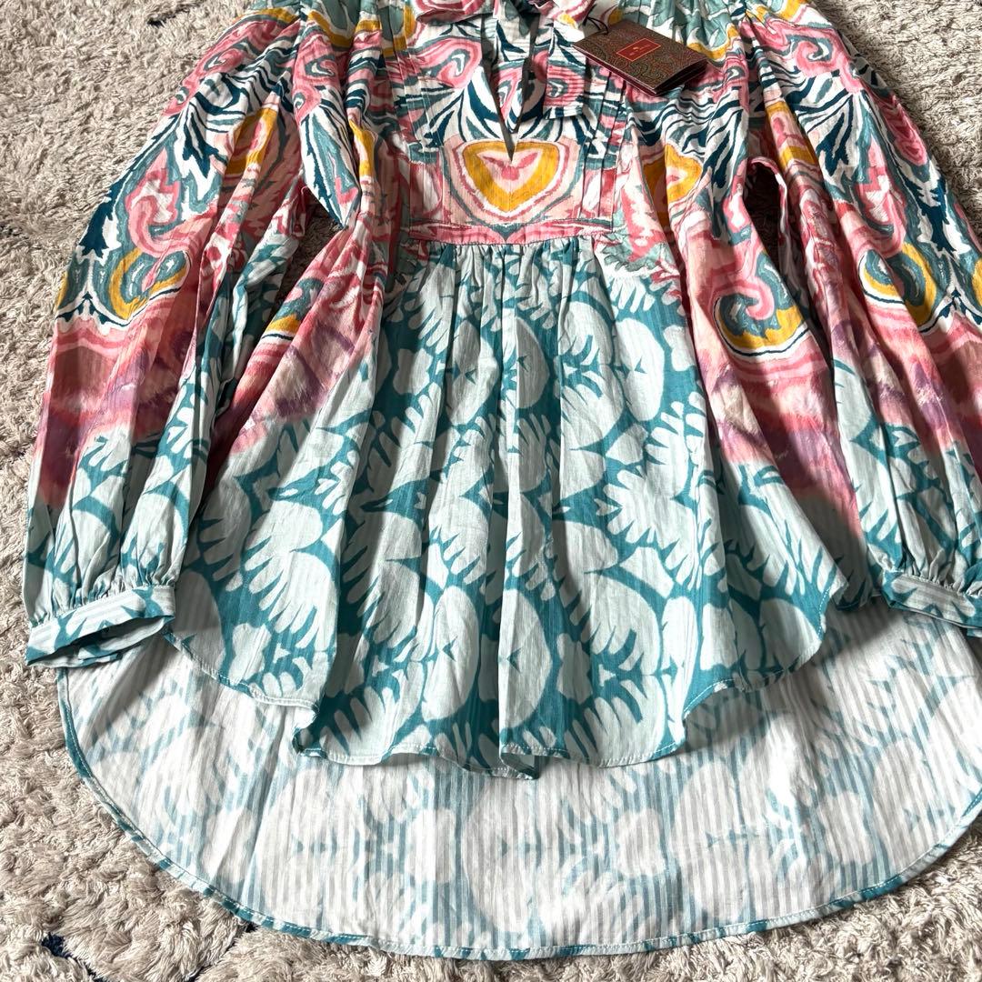 【タグ付✨】エトロ　チュニック　シャツ　ボウタイ　リボン　総柄　ワンピース　XL