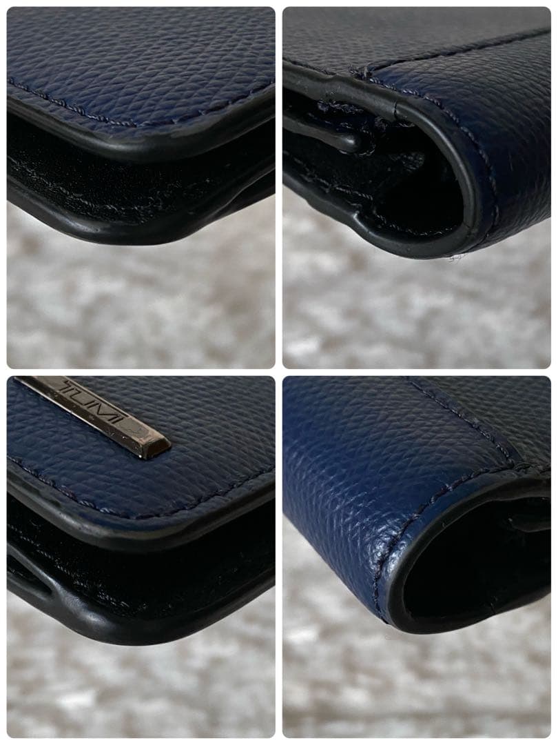 良品【TUMI】トゥミ 大人気トラベルウォレット 上質レザー ブルー×ブラック！