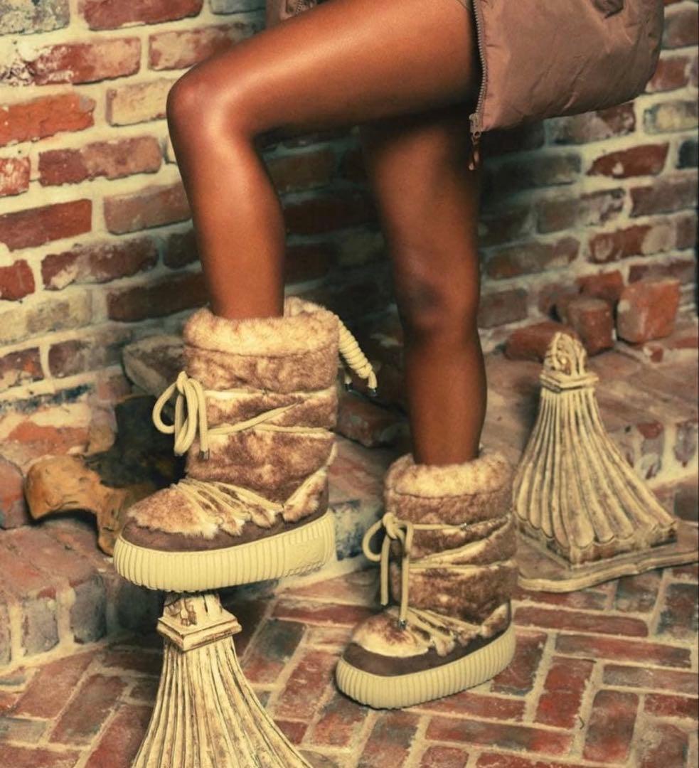 fuYELLO ブラウン ムートンブーツ 箱付き