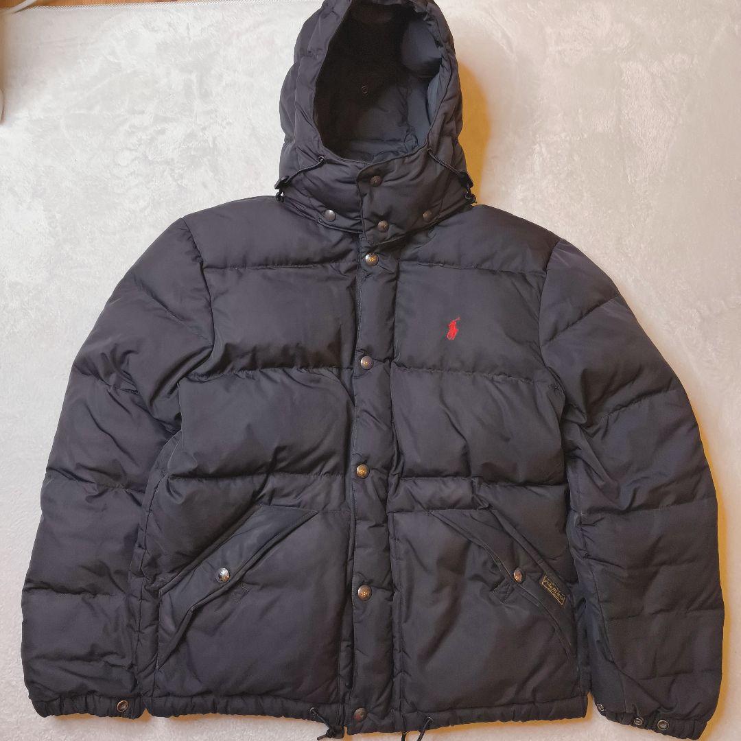 ポロラルフローレン ダウンジャケット 黒 M 刺繍ロゴ 肉厚