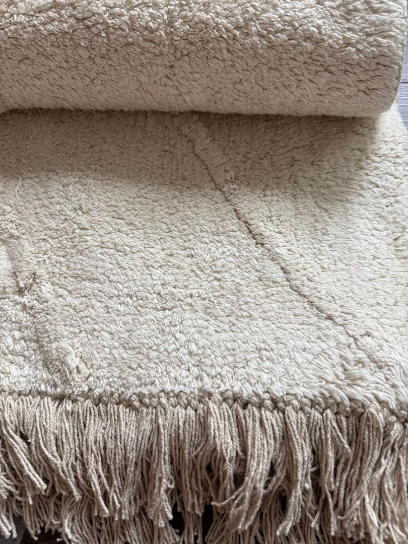 鍵*ポ様 ACTUS アクタス　アイボリー コットンラグ フリンジ付き