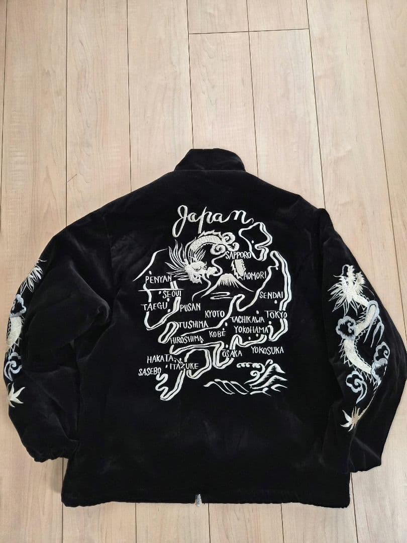 Gold ゴールド ベルベット刺繍トラックジャケット