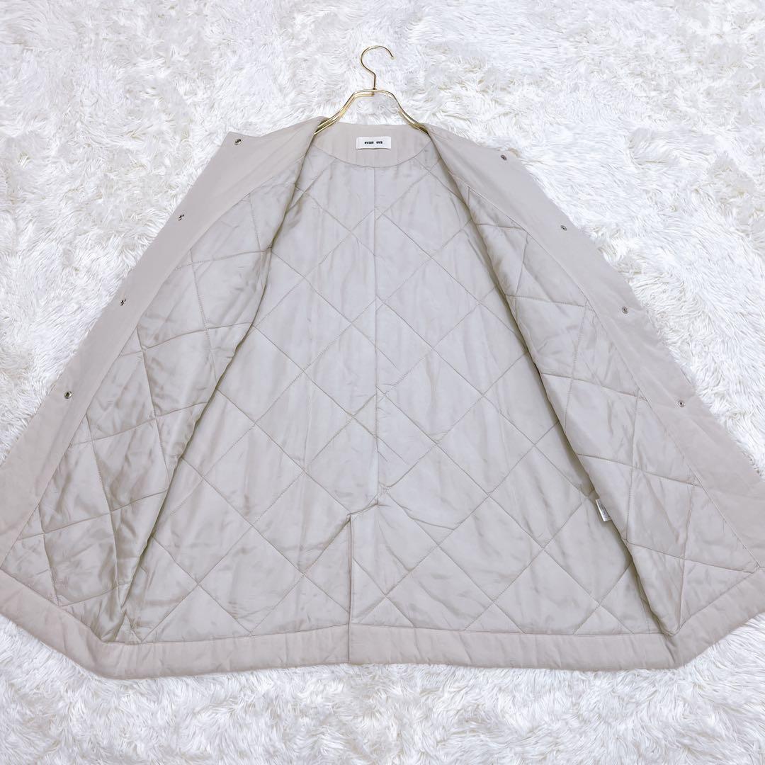evam eva コットン パディング コート 中綿 ノーカラー ベージュ