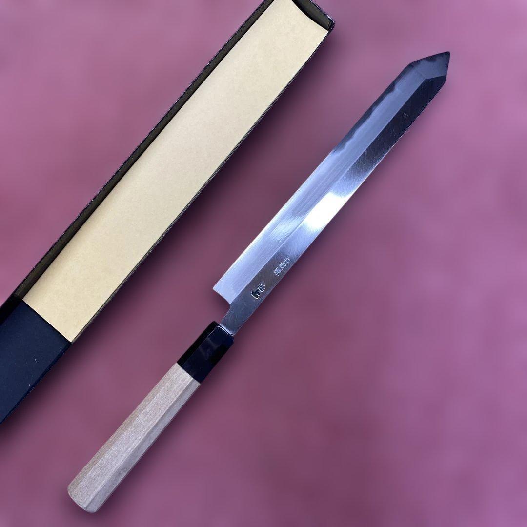 白ニ鋼　カツオ包丁 240㎜ 8寸 両刃