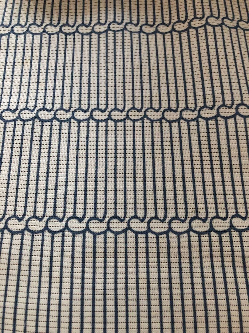 浴衣　反物　綿絽　白地×ブルーグレー　波頭文様