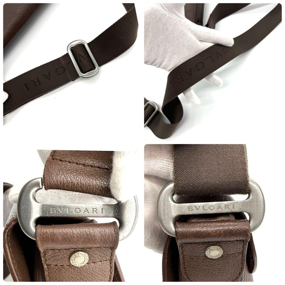 ★希少モデル★ブルガリ 本革 メッセンジャーバッグ ロゴプレート ロゴショルダー