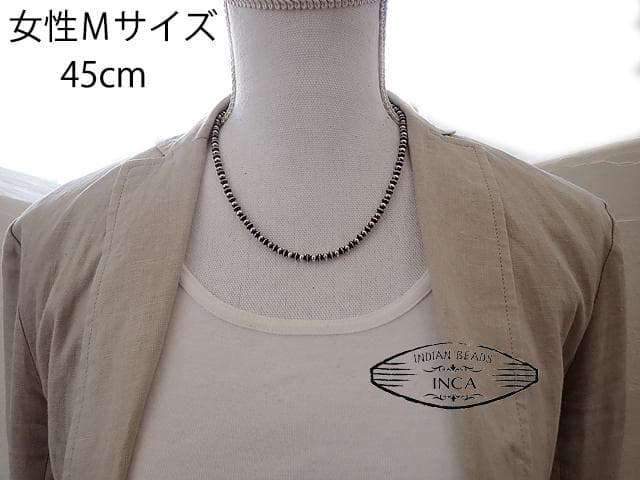 ナバホパール ビーズネックレス ロンデルミックスタイプ シルバー925