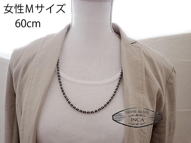 ナバホパール ビーズネックレス ロンデルミックスタイプ シルバー925