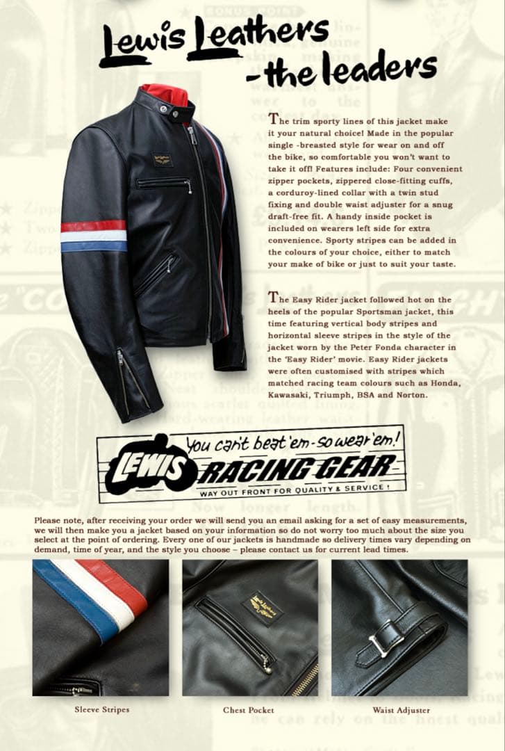 ルイスレザー シングルライダース スポーツマン イージーライダー　36サイズ