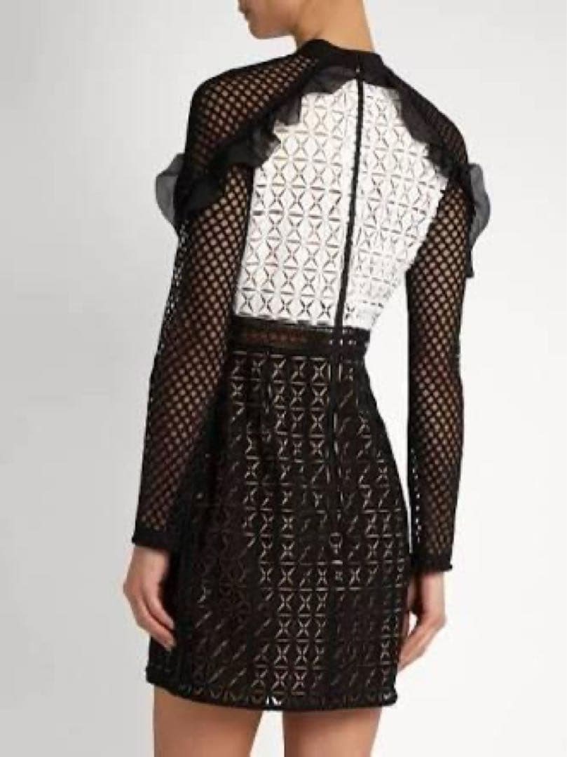 【新品未使用】セルフポートレイト ジオメトリック ミニドレス UK6