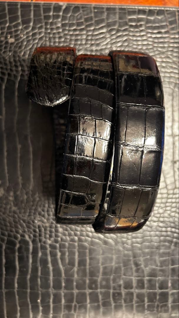 新品　クロコダイル　無双　ベルト　BLACK 黒　シャイニング　日本製