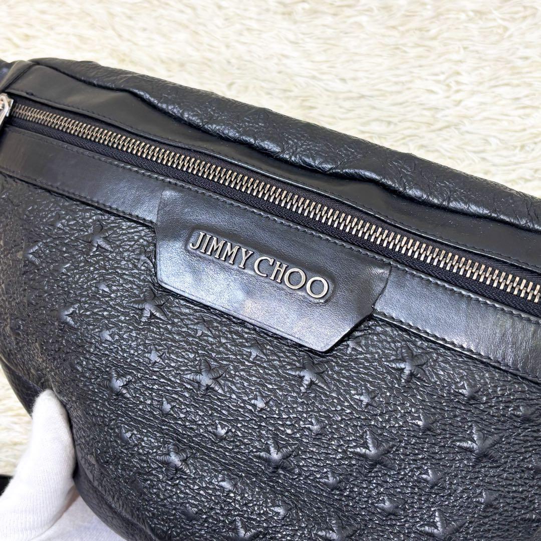 【美品】ジミーチュウ ウエストポーチ デリー ブラック スター エンボス