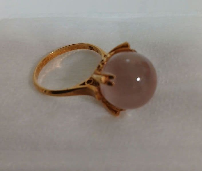 【初売り】ローズクォーツ　K18指輪　リング　宝石　昭和レトロ　鑑定済