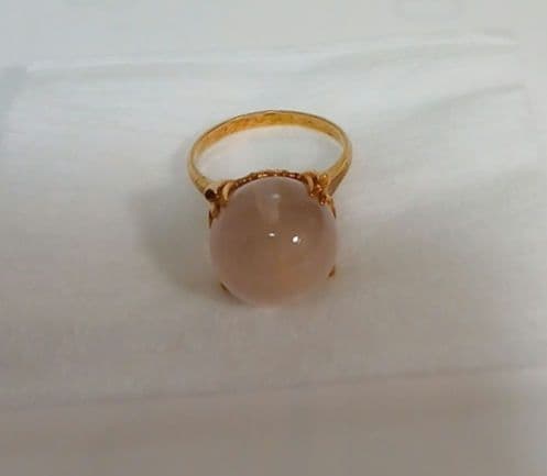 【初売り】ローズクォーツ　K18指輪　リング　宝石　昭和レトロ　鑑定済