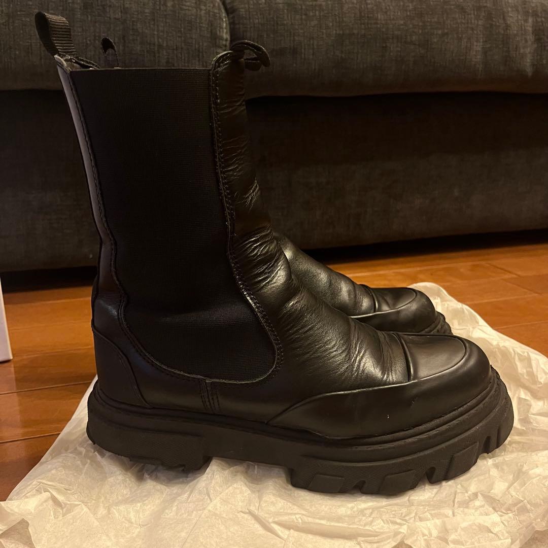 GANNI サイドゴア チェルシーブーツ ブラック L 38