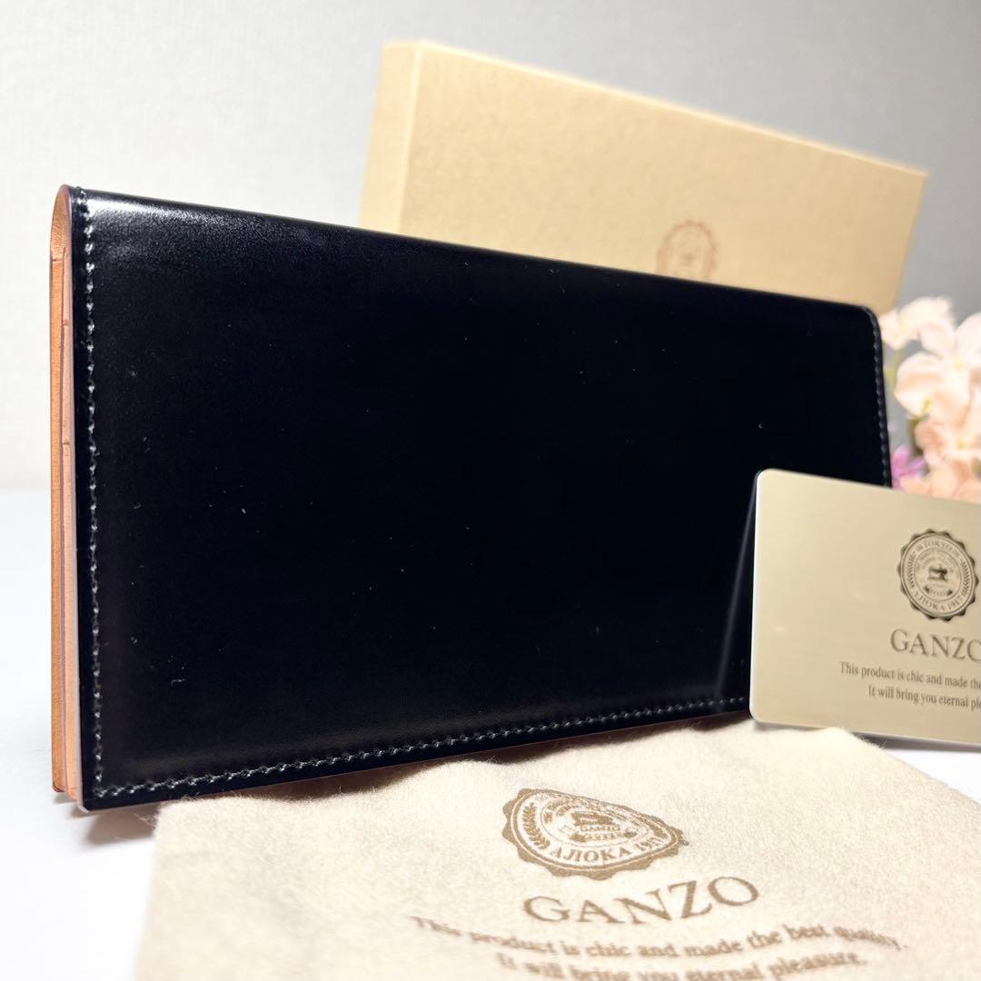 【極美品】　GANZO ガンゾ　コードバン　通しマチ　長財布　札入れ　ブラック