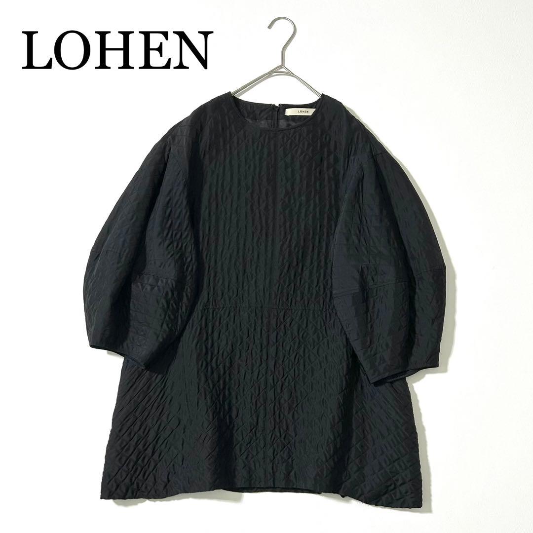 3161y美品 ローヘン キルティングプルオーバーブラウス 黒 M ウール