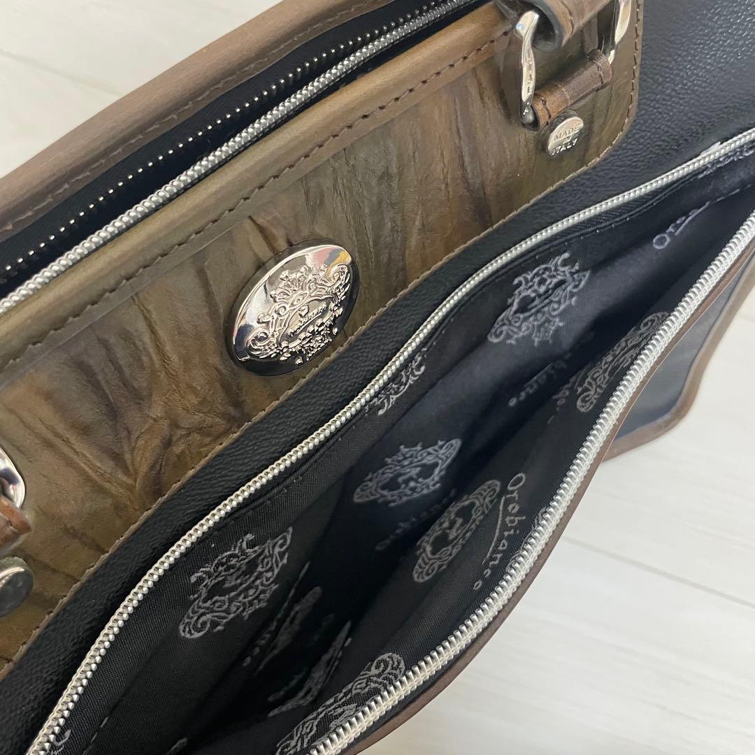 定価52,800円｜オロビアンコ【A4収納】ビジネスバッグ 本革コンビ グレー