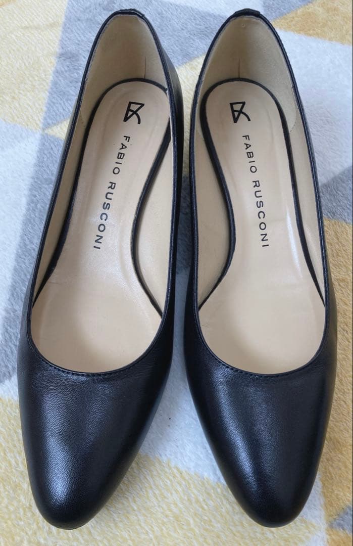 ファビオルスコーニ レザー ブラック チャンキーヒール 現行 24cm