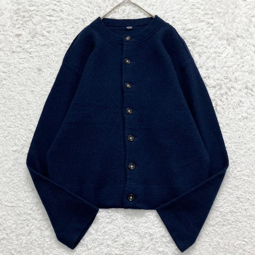 極美品✨45R フロート縮絨deカーディガン インディゴ 藍染め 現行 ニット