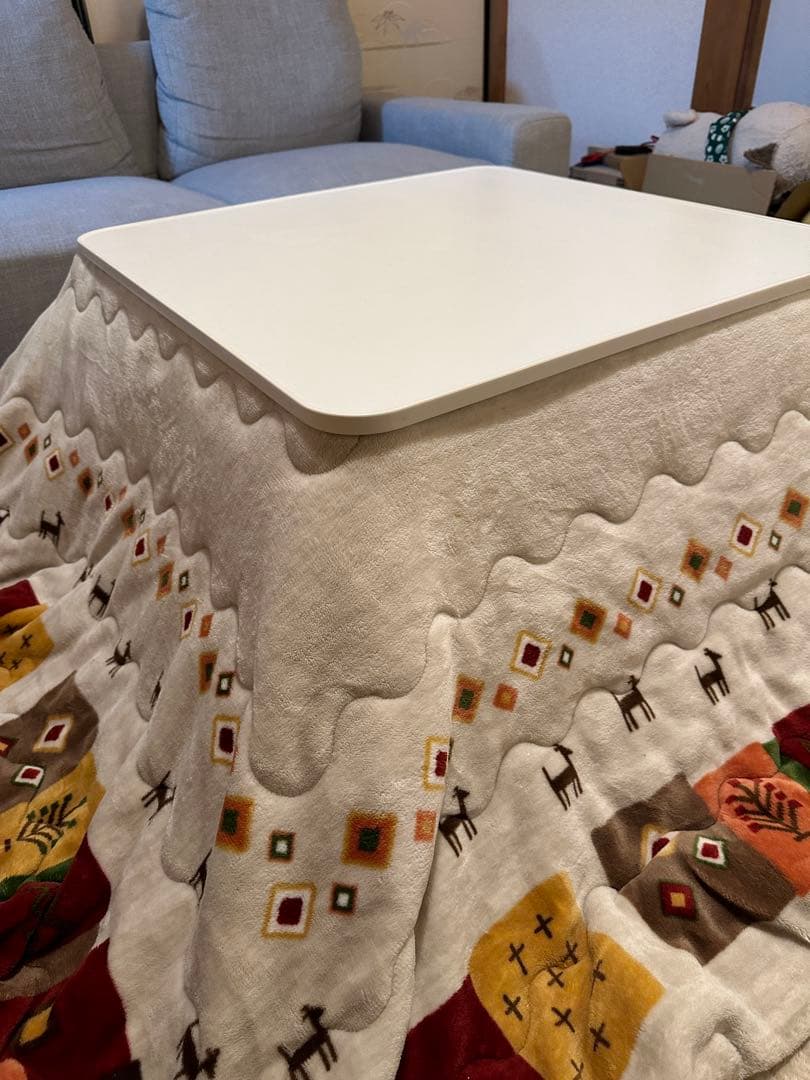 ニトリ　こたつ　フルセット　スクエアこたつ ホワイト・ナチュラルウッド　掛ふとん