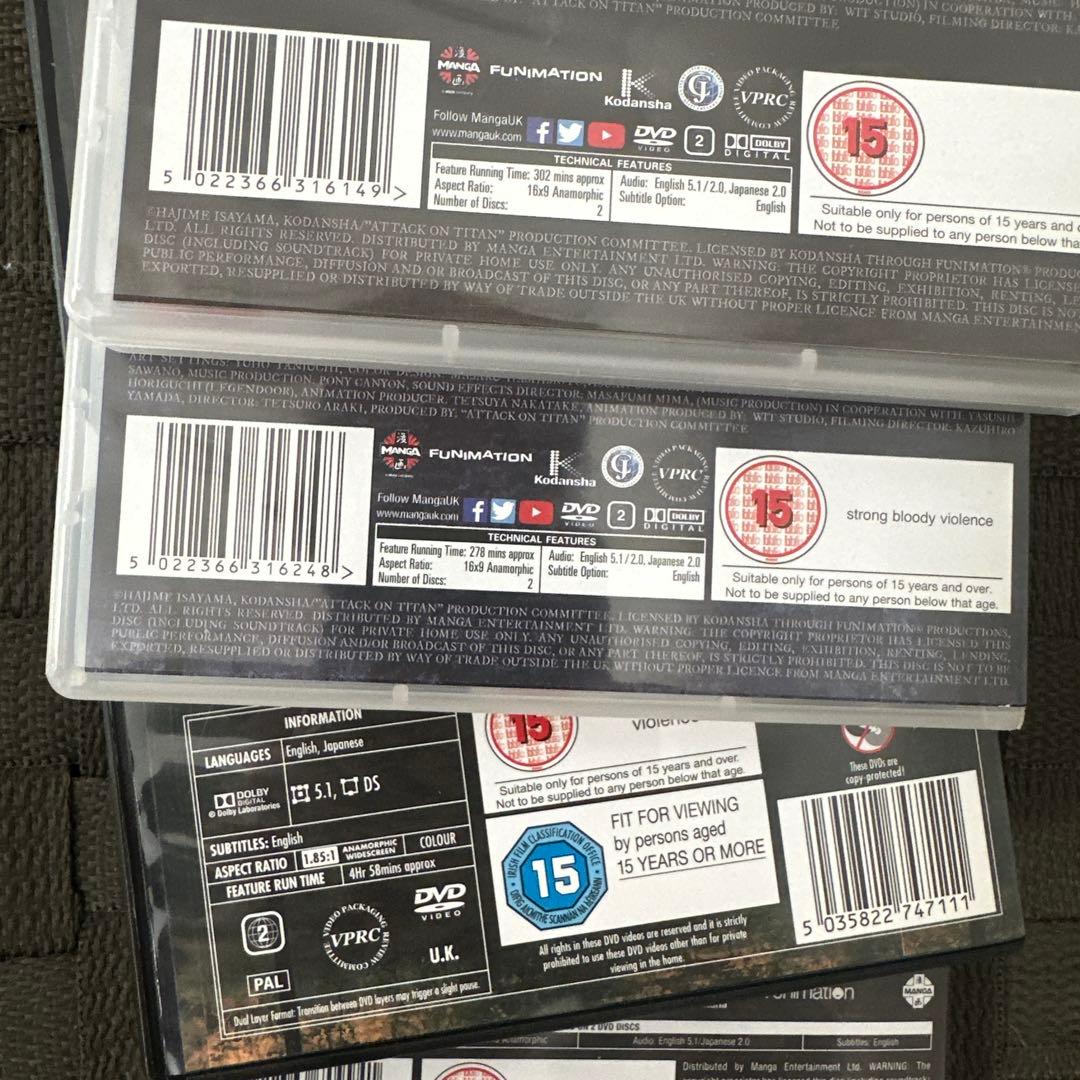 エ*ゼ様 進撃の巨人　海外版　DVD 4枚セット